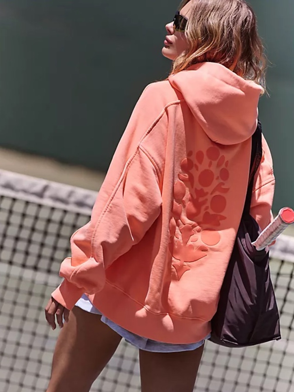 Free People A Cut Above Flocked Buti Logo Hoodie